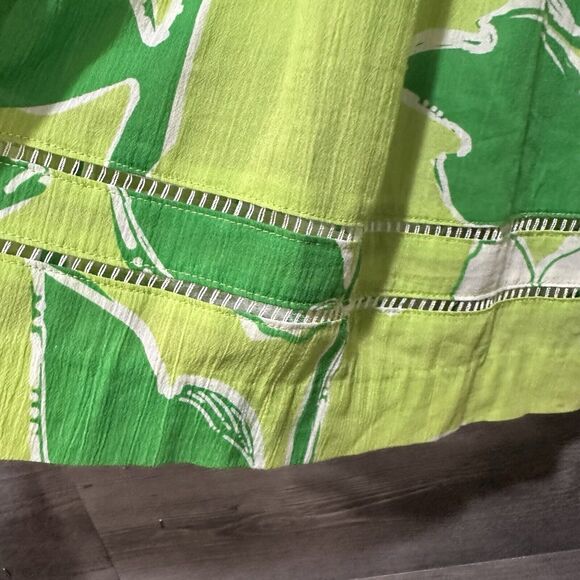 Lilly Pulitzer Women’s A-Line Pleated Wrap Skirt Sz 4 Green Floral Daisy - Picture 2 of 8